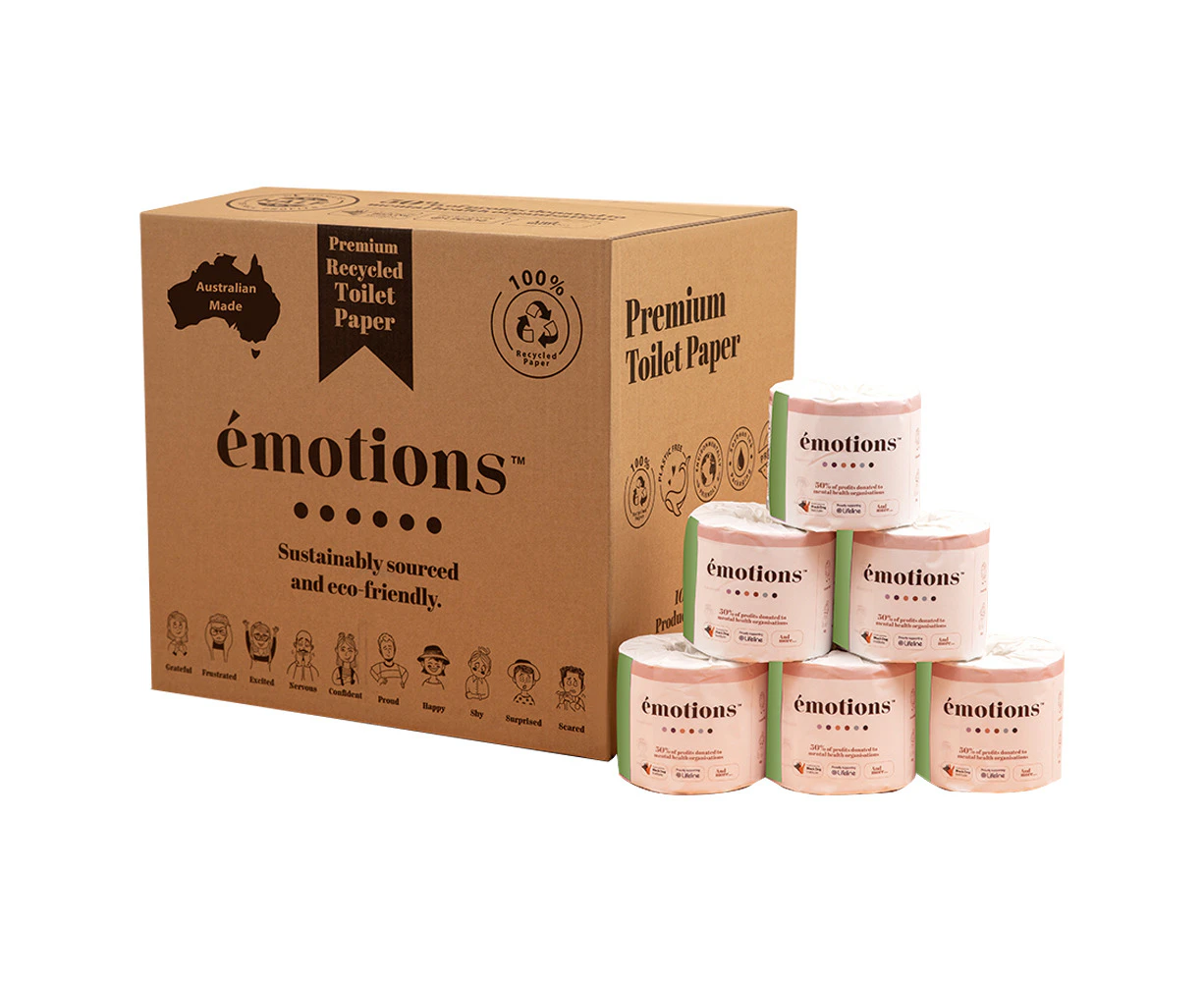 48PK Emotions Eco-Friendly Recycled Toilet Paper/Roll 2ply 400 Sheets Soft White