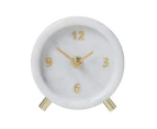 Amalfi White Marble/Metal Desk/Table Analogue Standing Clock Home Décor 11cm