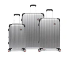 3pc Swisstech Exhibition 22/26/30"  Travel Luggage Set w/Wheels TSA Lock Silver