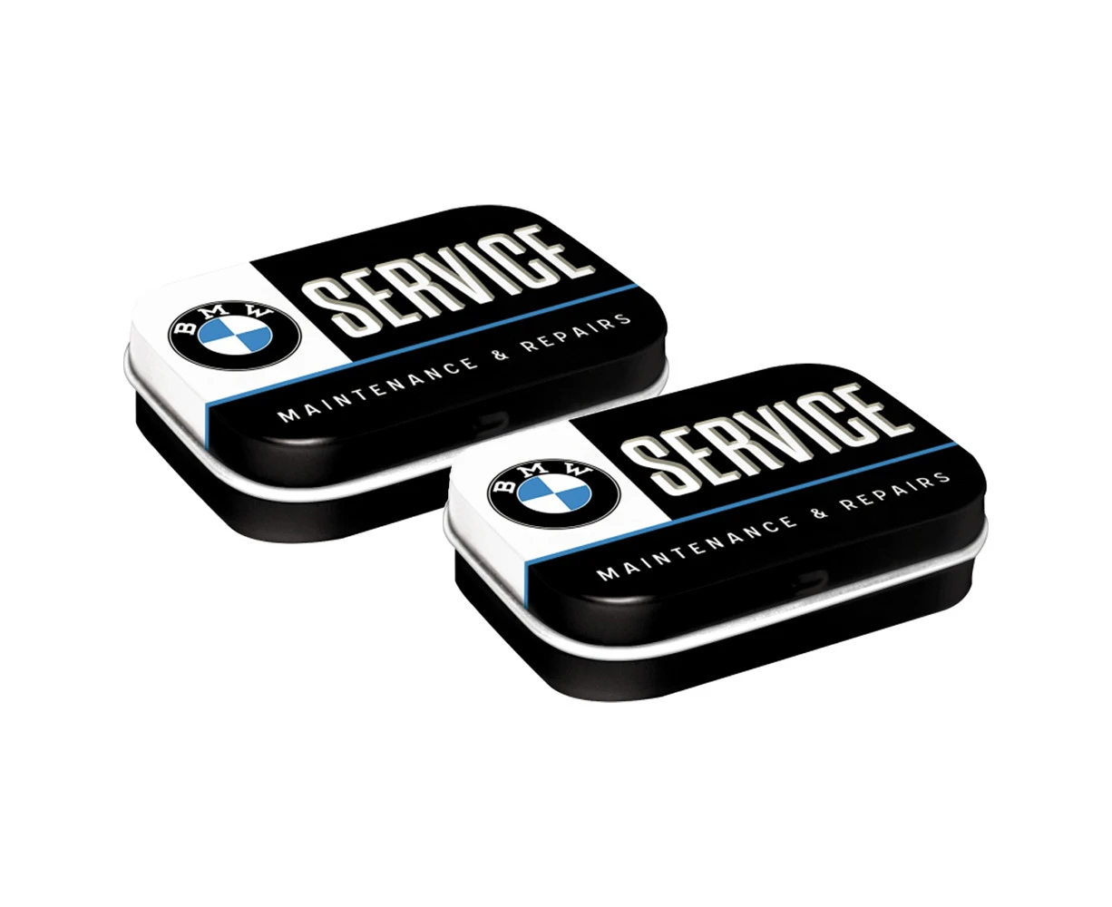 2PK Nostalgic Art Metal Tin Box BMW Service Fresh Breath Hard Candy Mints 6cm