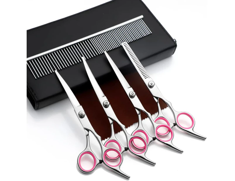 7 inch Professional Cat Dog Pet Grooming Scissors Shear Hair Cutting Curved Set