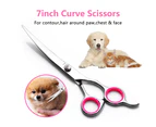 7 inch Professional Cat Dog Pet Grooming Scissors Shear Hair Cutting Curved Set