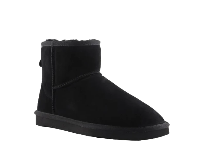 Ugg Boots Sude Womens Leather Sheepskin Grosby Jillaroo Black Slippers Leather/Suede - Black