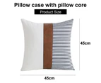 Artificial leather modern stripe stitching linen accent sofa bed sofa pillow style1 45*45cm