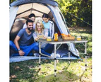 Costway 90cm Folding Camping Table Picnic Table 50kg Load Aluminum BBQ Desk w/Iron Mesh Tabletop & Adjustable Height