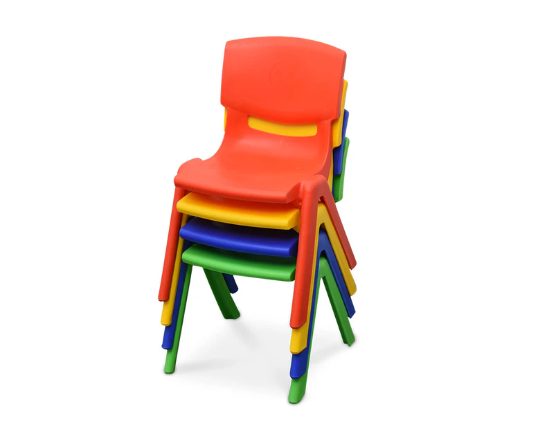 6x Kids Plastic Chairs in Mixed Colours Up to 100KG