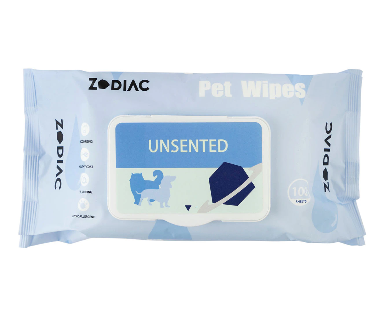 100pc Zodiac Unscented Grooming/Cleaning Pet Dog/Cat Antibacterial Thick Wipes