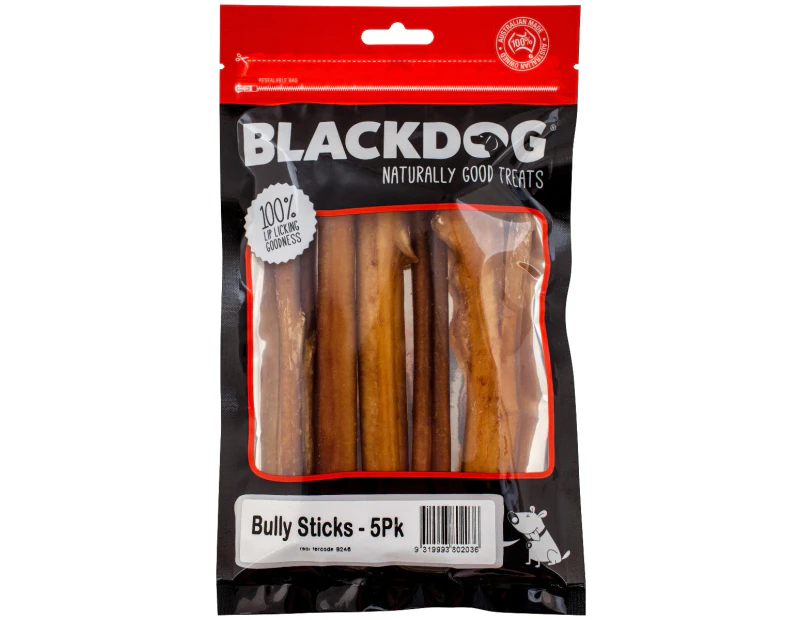 5pc Blackdog Naturally Good Dog/Pet Treats Beef Bully Sticks Food/Treats/Snacks