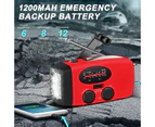 Emergency Hand Crank Radio with LED Flashlight and 2000mAh Power Bank Phone Charger, USB Charged And Solar Power for Camping
