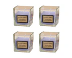 4pcs Candy color incense candle fragrance glass square cup candle bedroom household incense ornament purple