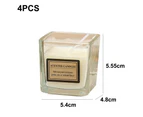 4pcs Candy color incense candle fragrance glass square cup candle bedroom household incense ornament white