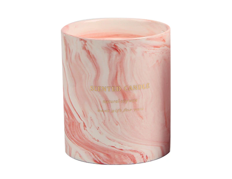 Scented Candle, 45 Hours Burn, Ceramic Jar Candle,Pink marble texture Style1