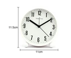Fashion, modern and simple number, 4-inch round metal alarm clock, silent sweep second night light clock white