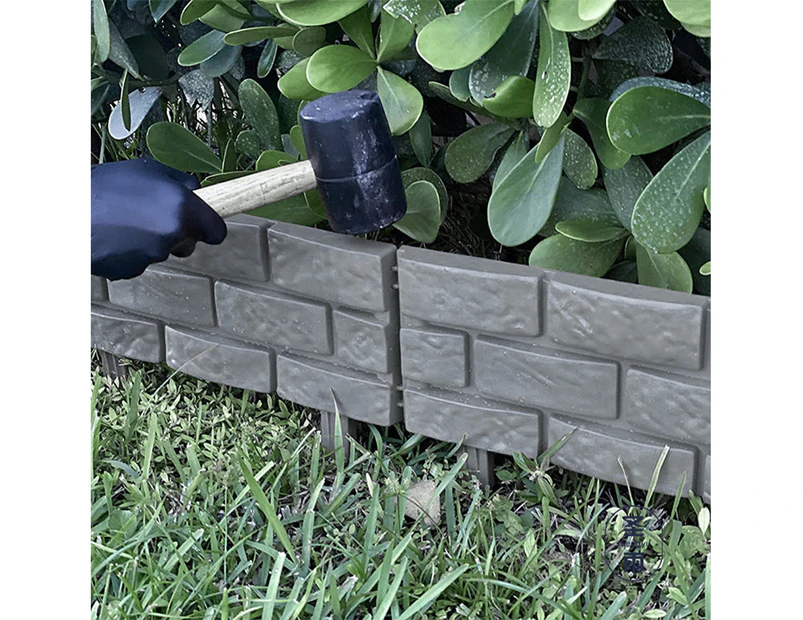 Garden Lawn Edging Border | 4Pcs Faux Stone Fence Panels | Garden Walkway Border with Brick Pattern for Protecting Garden Reduction