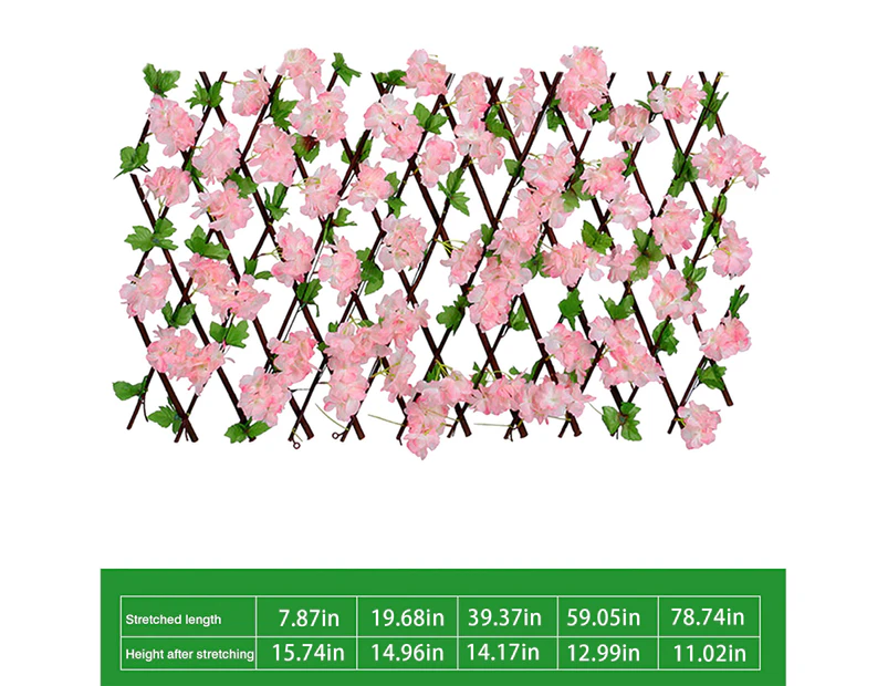 Fence Retractable Wooden Telescopic Garden Flower Leaf Decor Small Deep Pink Cherry Blossom