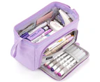 Pencil Case Large Capacity Pencil Pouch Handheld Pen Bag Cosmetic Portable Gift-Purple