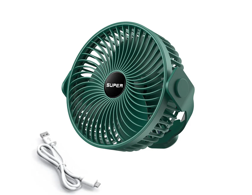 Portable Camping Fan, Rechargeable Battery Operated Fan with Hook, USB Fan with Hanging Rope green