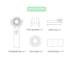 Mini Handheld Fan, Stylish Portable Rechargeable Hand Held Fan with 2000mAh Battery Operated, Base, Lanyard blue