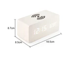 LED wooden digital electronic alarm clock charging clock bedside wireless charging digital wooden clock white