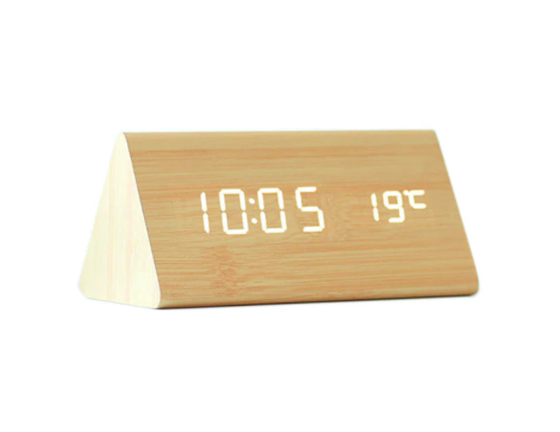 LED creative digital wood clock temperature perpetual calendar rechargeable voice clock bamboo