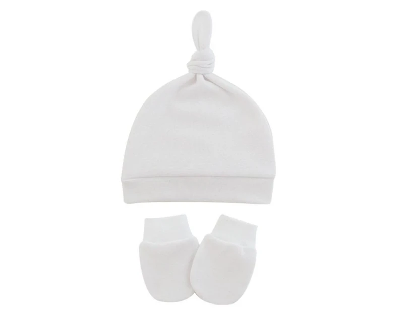 Baby Cap Thin Newborn Hat Baby Knotted Chirp Hat Single Layer Hat Glove Set (2set, Black, White)