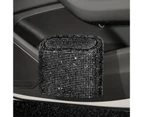 Car Trash Can Glitter Rhinestone Bling Pressing Square Can Storage Box Garbage Grabber for Vehicle - Black