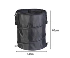 Waste Bucket Large Capacity Easy to Carry Stackable Foldable Plastic Leaf Bag with Handle for Lawn - Black