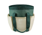 Garden Tool Bag 6 Pockets Round Deep Thick Breathable Space Saving Oxford Cloth Reinforced Handle Bucket Caddy Farm Supplies - Green