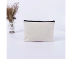 Canvas Pen Bag Large Capacity Waterproof Travel Accessory Canvas Purse Toiletry Cosmetic Bag for Girl - White