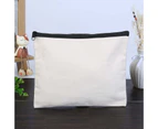 Canvas Pen Bag Large Capacity Waterproof Travel Accessory Canvas Purse Toiletry Cosmetic Bag for Girl - White