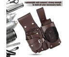 Barber Scissors Hairdressing Tool Storage Pouch Faux Leather Waist Bag Organizer - Brown