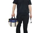 Garden Tool Bag 6 Pockets Round Deep Thick Breathable Space Saving Oxford Cloth Reinforced Handle Bucket Caddy Farm Supplies - Dark Blue