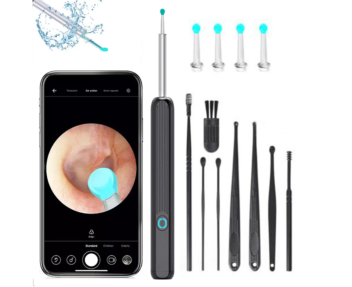 Wax Removal Tool Camera  3.3mm HD Ear Scope Otoscope with Light-Black