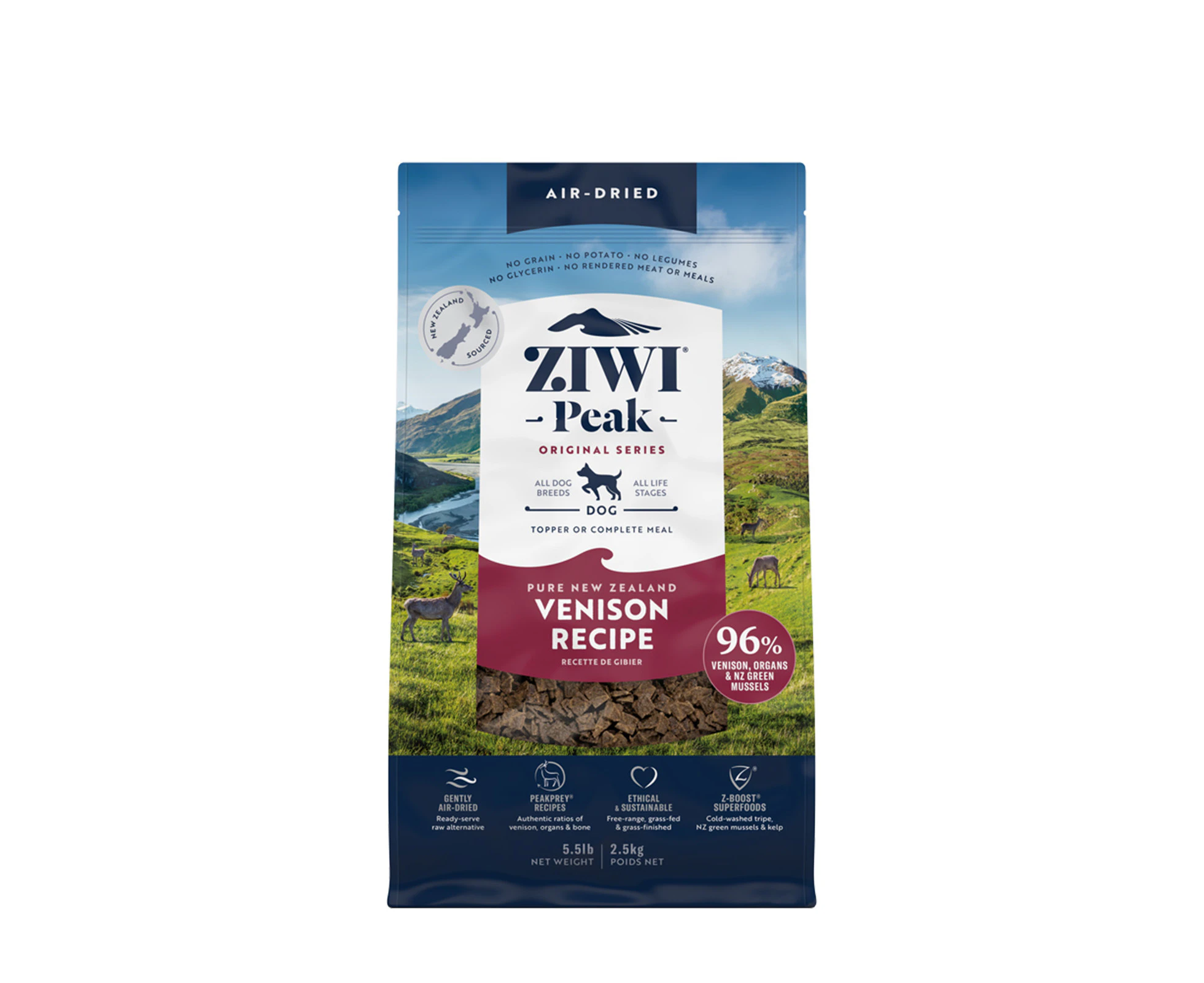 Ziwi Peak Air Dried Grain Free Dog Food 2.5kg Pouch - Venison