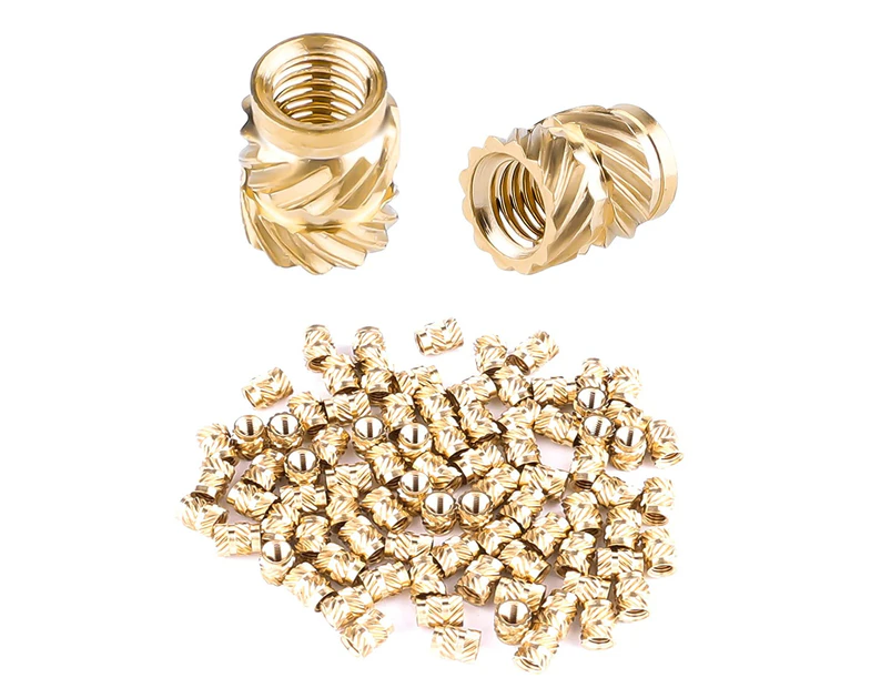 100 sets of brass nuts for 3D printing, M3 threaded insertion, female threaded nuts for 3D printing parts, and plastic car shell (m3 x 4.6 x 5.7)