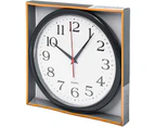 25cm Round Easy-to-Read Quartz Battery Powered Wall Clock for Home, Office, or School, Black