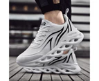 Men's Flame Printed Sneakers Flying Weave Sports Shoes Comfortable Outdoor Men Athletic Shoes - White
