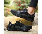 Men's Sneakers Knitted Mesh Sports Shoes Breathable Lightweight Running Shoes - Black