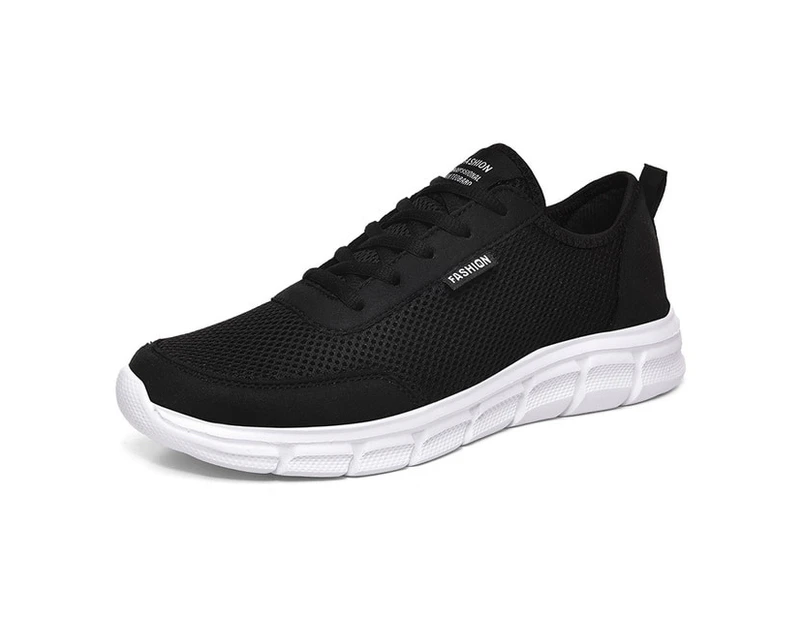 Mens Slip On Running Shoes Breathable Lightweight Comfortable Fashion Non Slip Sneakers - Black&White
