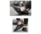 Men Casual Shoes Handmade Leather Loafers Comfortable Men's Shoes Quality Split Leather -Black