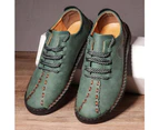 Men Shoes Handmade Leather Casual Design Sneakers Man Comfortable Loafers - Green