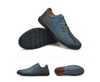 Men Shoes Handmade Leather Casual Design Sneakers Man Comfortable Loafers - Blue