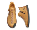 Leather Boots Men Shoes Casual Slip On Patent Boots Work Retro Leather Ankle Botas - Yellow