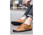 Men Casual Shoes Handmade Leather Loafers Comfortable Men's Shoes Quality Split Leather -Yellow