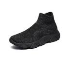 Men High Top Mesh Casual Shoes Unisex Breathable Socks Shoes Outdoor Sneakers - Black3