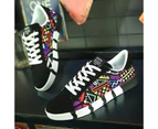 Men Sneakers Casual Shoes Fashion Lace-Up Printing Vulcanized Shoes - Black