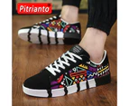 Men Sneakers Casual Shoes Fashion Lace-Up Printing Vulcanized Shoes - Black