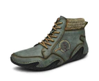 Men's Sneakers Lightweight Leather Shoes Men Fashion Casual Boots - Green