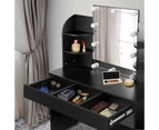 Oikiture Dressing Table Stool Set Makeup Mirror Storage Drawer 10 LED Bulbs Black