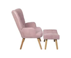 Oikiture Armchair Footstool Lounge Chair Ottoman Fabric Pink